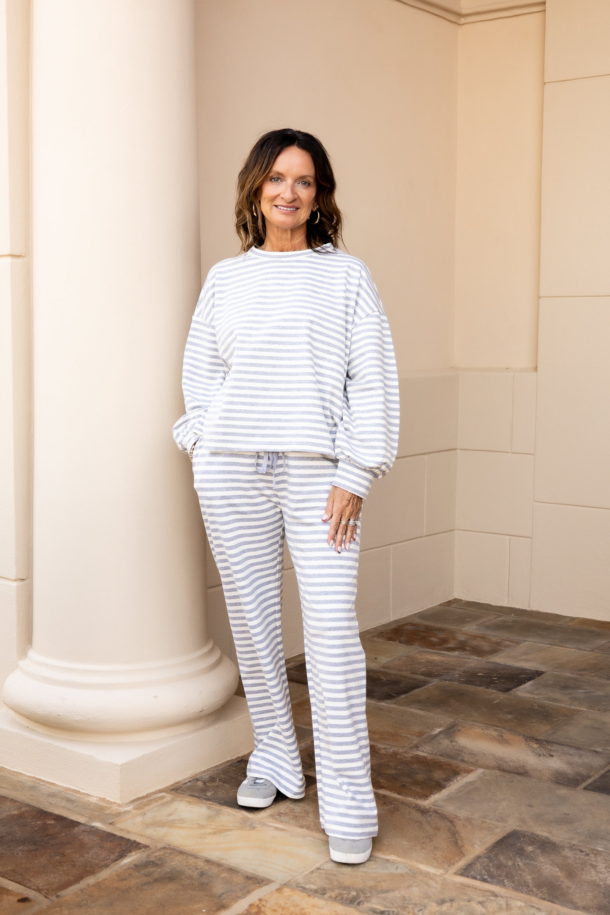 Grey/Ivory Striped Set