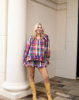 Multi Color Plaid Short Set