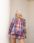 Multi Color Plaid Short Set