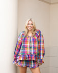 Multi Color Plaid Short Set