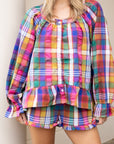 Multi Color Plaid Short Set