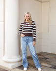 Long Sleeve Polo Sweater - Brown
