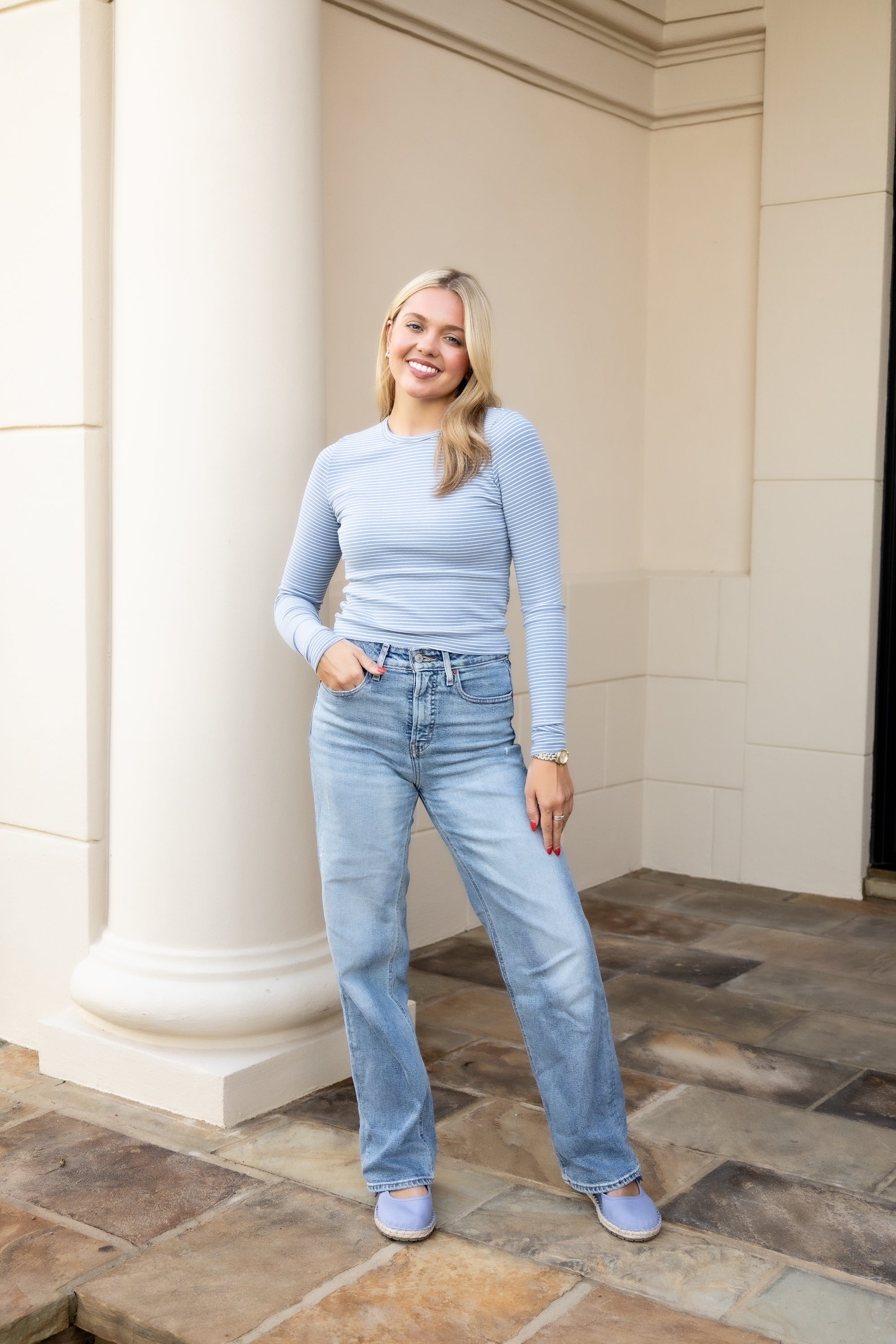 Blue/White Long Sleeve T-Shirt