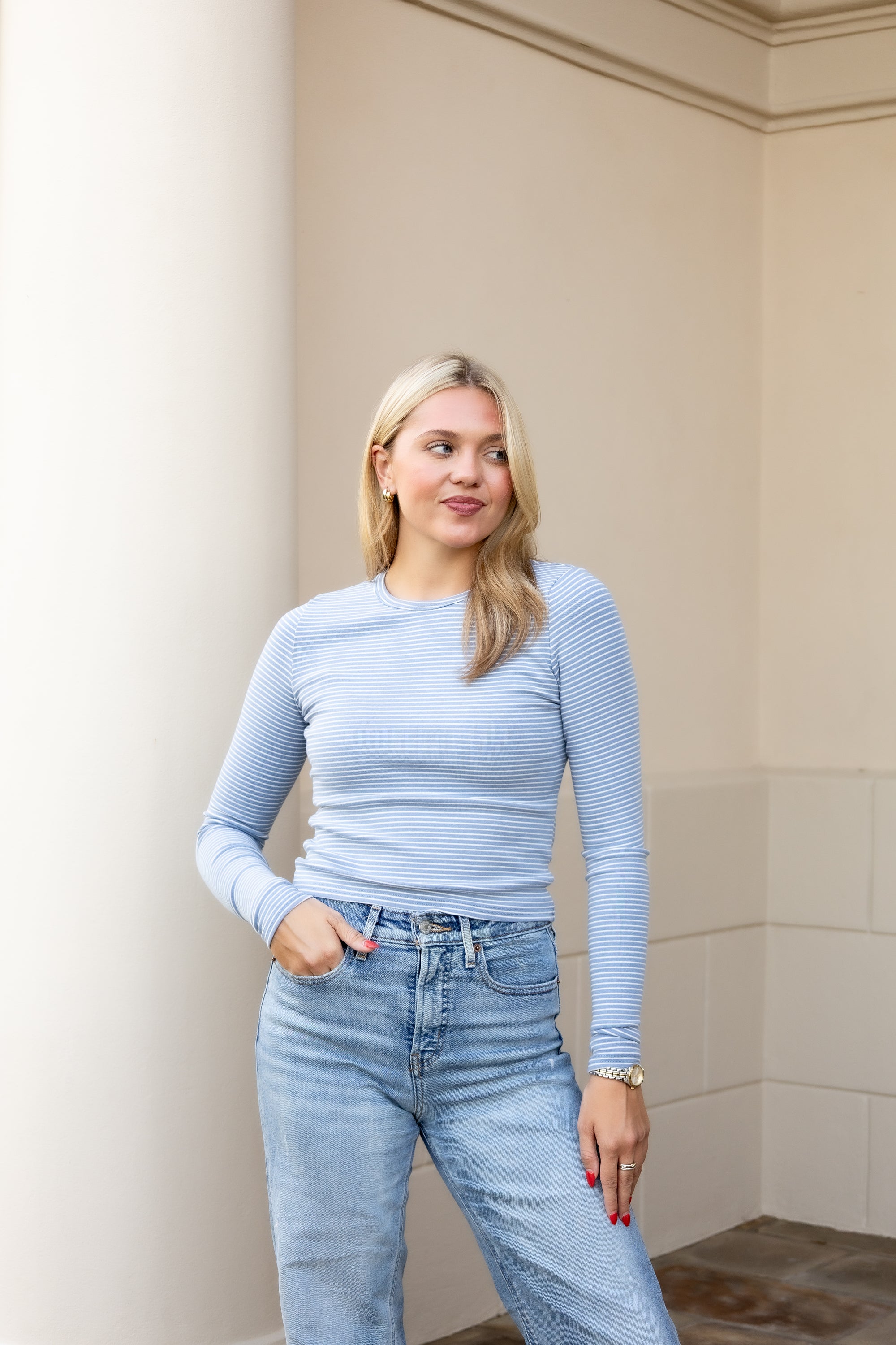 Blue/White Long Sleeve T-Shirt