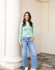 Sage/White Long Sleeve T-Shirt