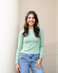 Sage/White Long Sleeve T-Shirt