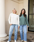 Stripe Long Sleeve Boyfriend Top - Butter