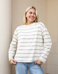 Stripe Long Sleeve Boyfriend Top - Butter