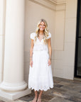 Eyelet Skirt Set - White