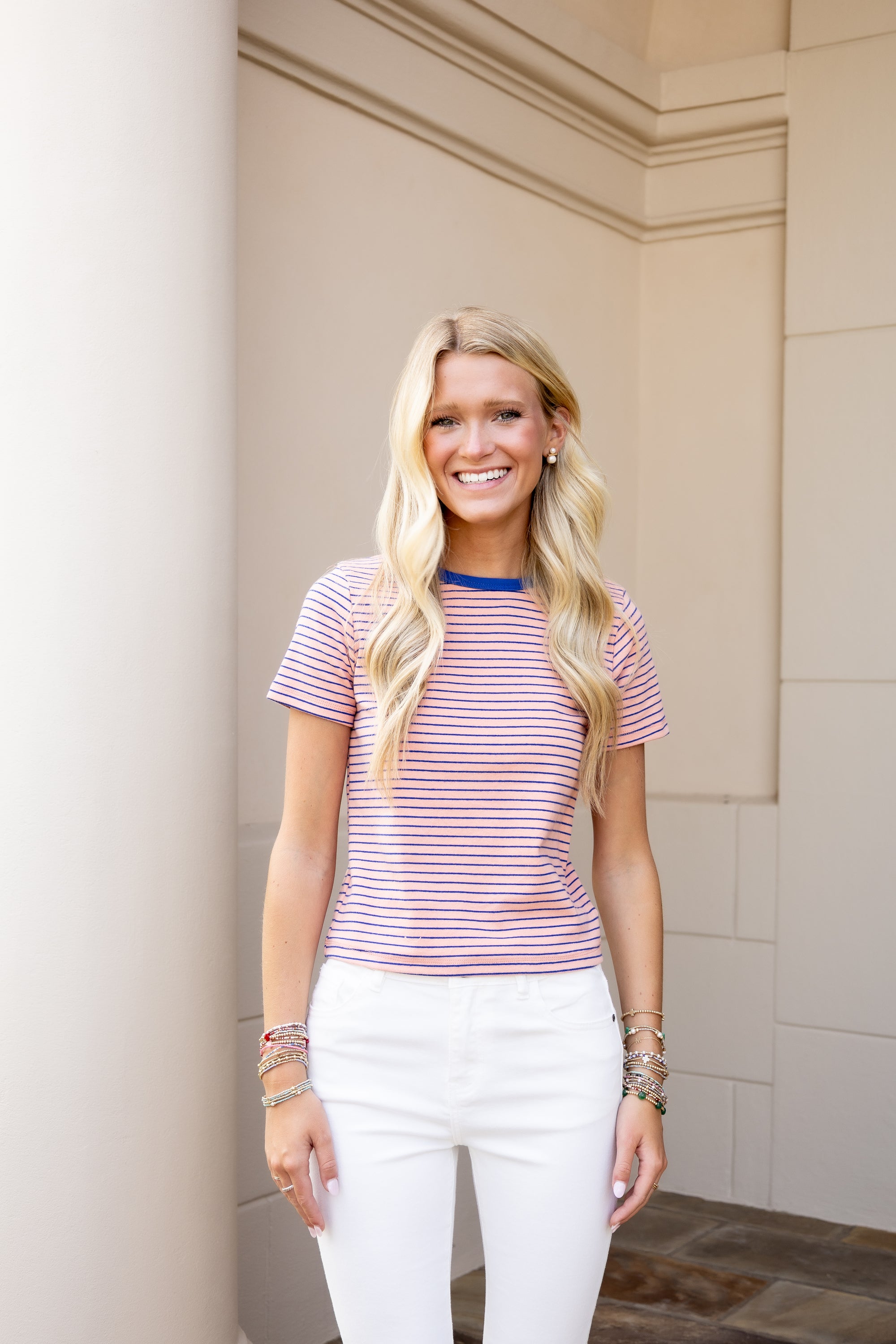 Striped Baby Tee - Pink &amp; Blue