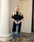 Scalf Neck Sleeveless Sweater Top - Black