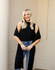 Scalf Neck Sleeveless Sweater Top - Black