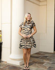 Animal Print Mock Neck Mini Dress
