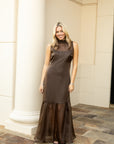 Organza Mock Neck Maxi Dress