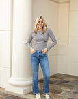 Boat Neck Knit Top - Dusty Blue