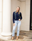 Argyle Cardigan - Navy