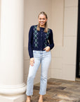 Argyle Cardigan - Navy