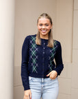 Argyle Cardigan - Navy
