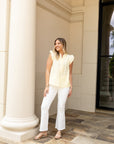 Ruffle Sleeve Blouse - Yellow