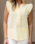 Ruffle Sleeve Blouse - Yellow