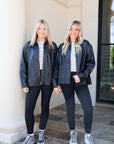 Washed Leather Jacket - Black