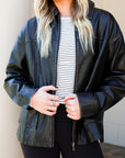 Washed Leather Jacket - Black