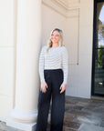 Stripe Long Sleeve Tee - White & Black