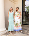 Striped Sleeveless Rib Knit Maxi Dress