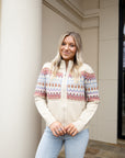Fair Isle Zip Up Sweater Cardigan