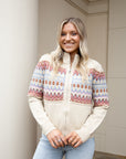 Fair Isle Zip Up Sweater Cardigan