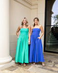 Strapless Flowy Midi Dress - Green