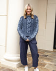 Washed Navy Cable Knit Sweater