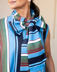 Neck Tie Sleeveless Stripe Midi Dress