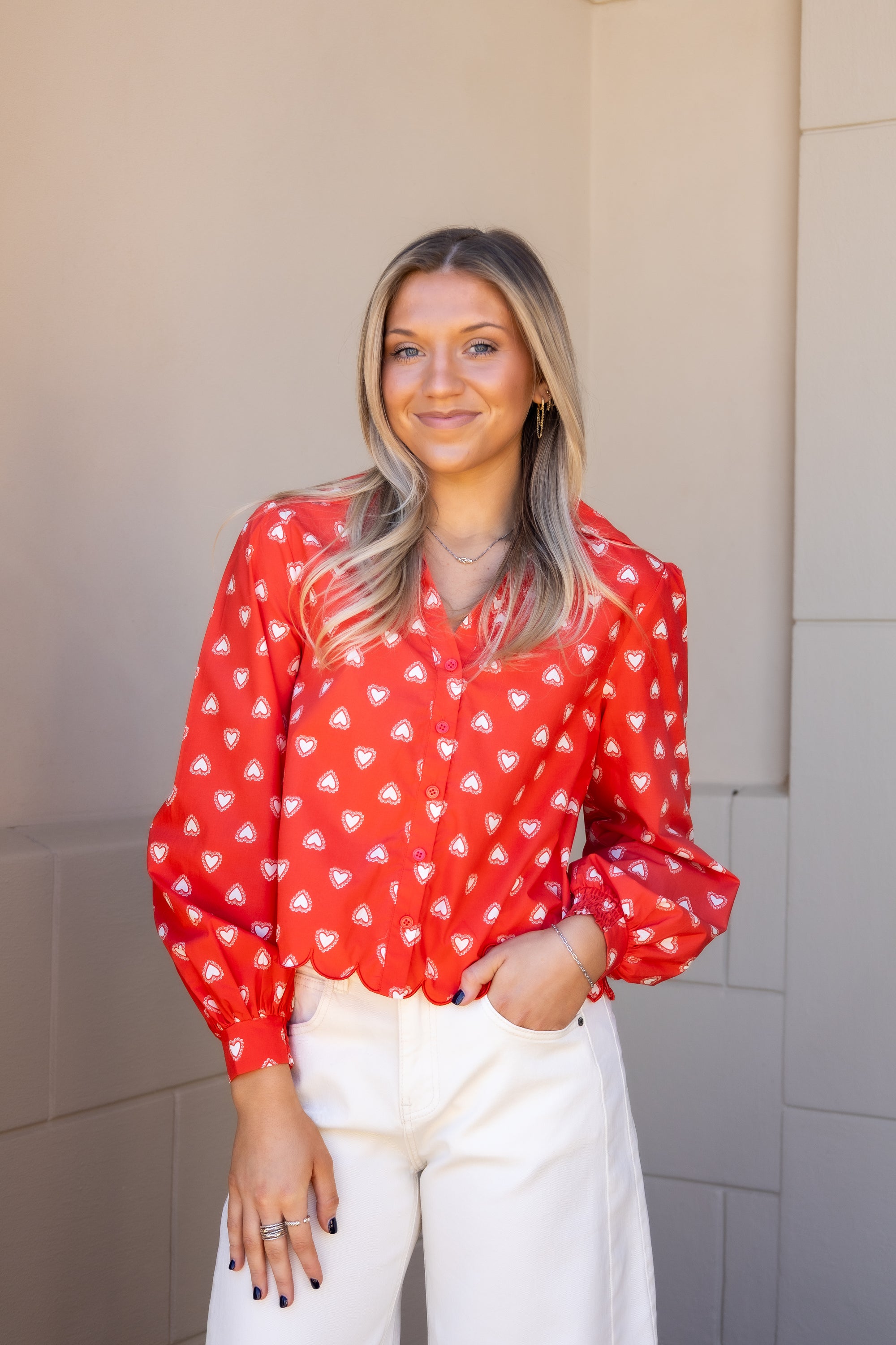 Heart Poplin Top