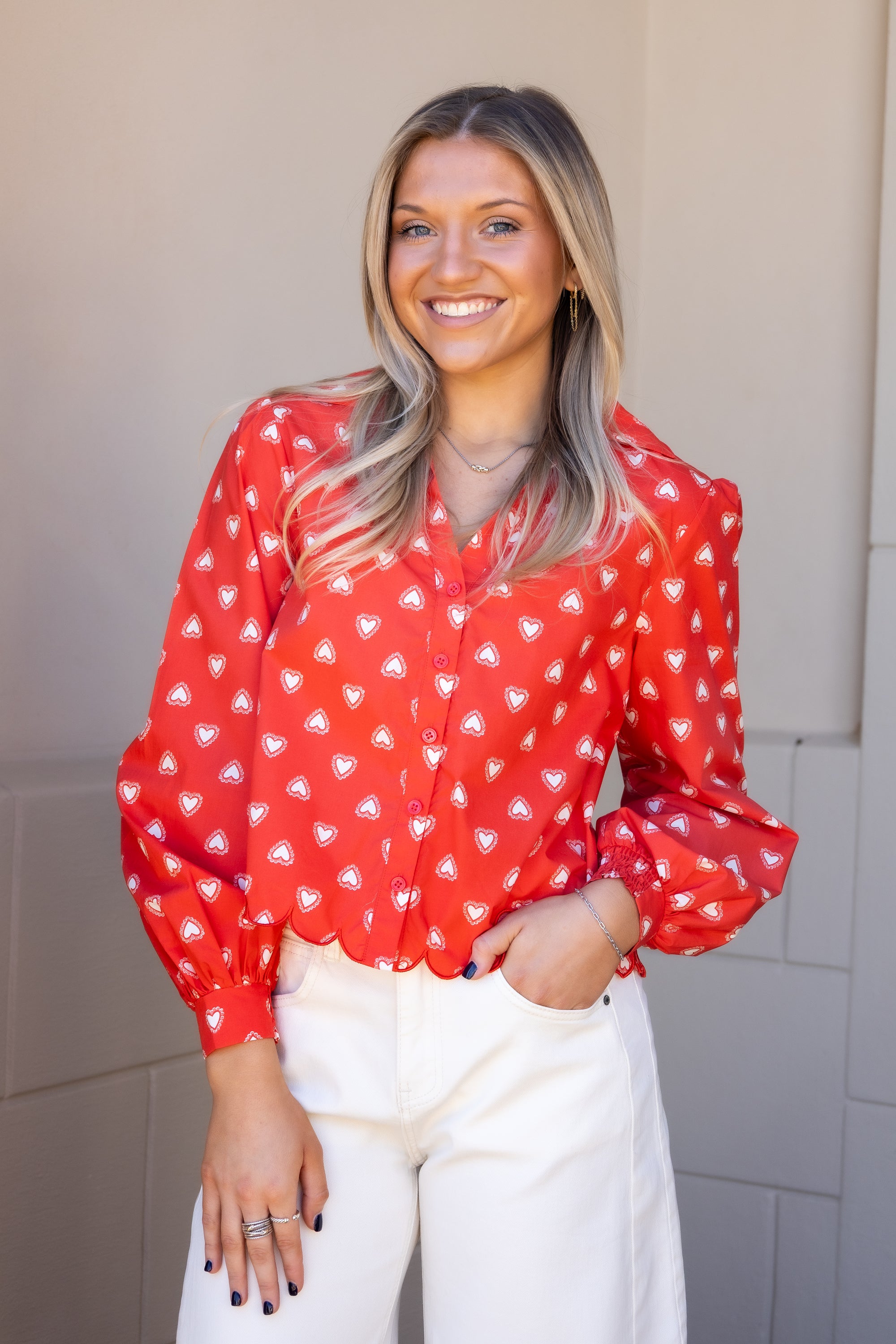 Heart Poplin Top