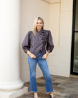 Ruth Top - Navy/Brown
