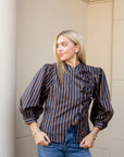 Ruth Top - Navy/Brown