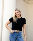 Soft Knit Crop Sweater - Black