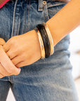 Water Resistant Set of 3 Acrylic Gold and Black Bangles