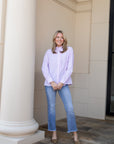 Lavender Frill Neck Pinstripe Shirt
