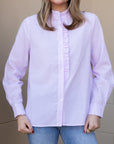 Lavender Frill Neck Pinstripe Shirt