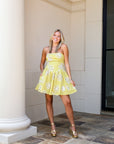 Chartreuse Floral Tube Dress
