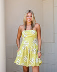 Chartreuse Floral Tube Dress
