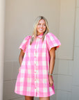 Checkered Mini Dress - Pink