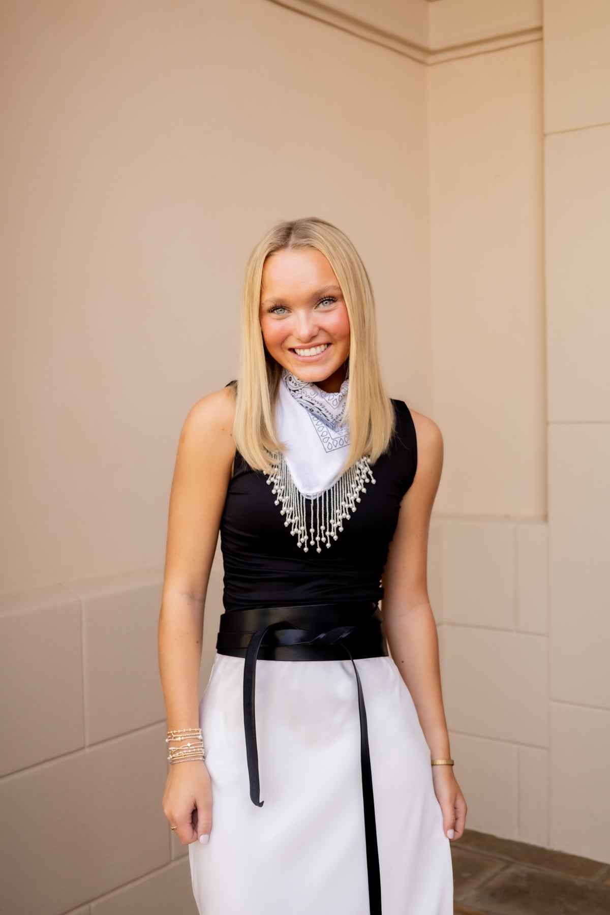 Pearl Fringe Bandana Scarf