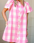 Checkered Mini Dress - Pink
