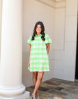 Checkered Mini Dress - Green