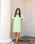 Checkered Mini Dress - Green