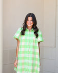 Checkered Mini Dress - Green