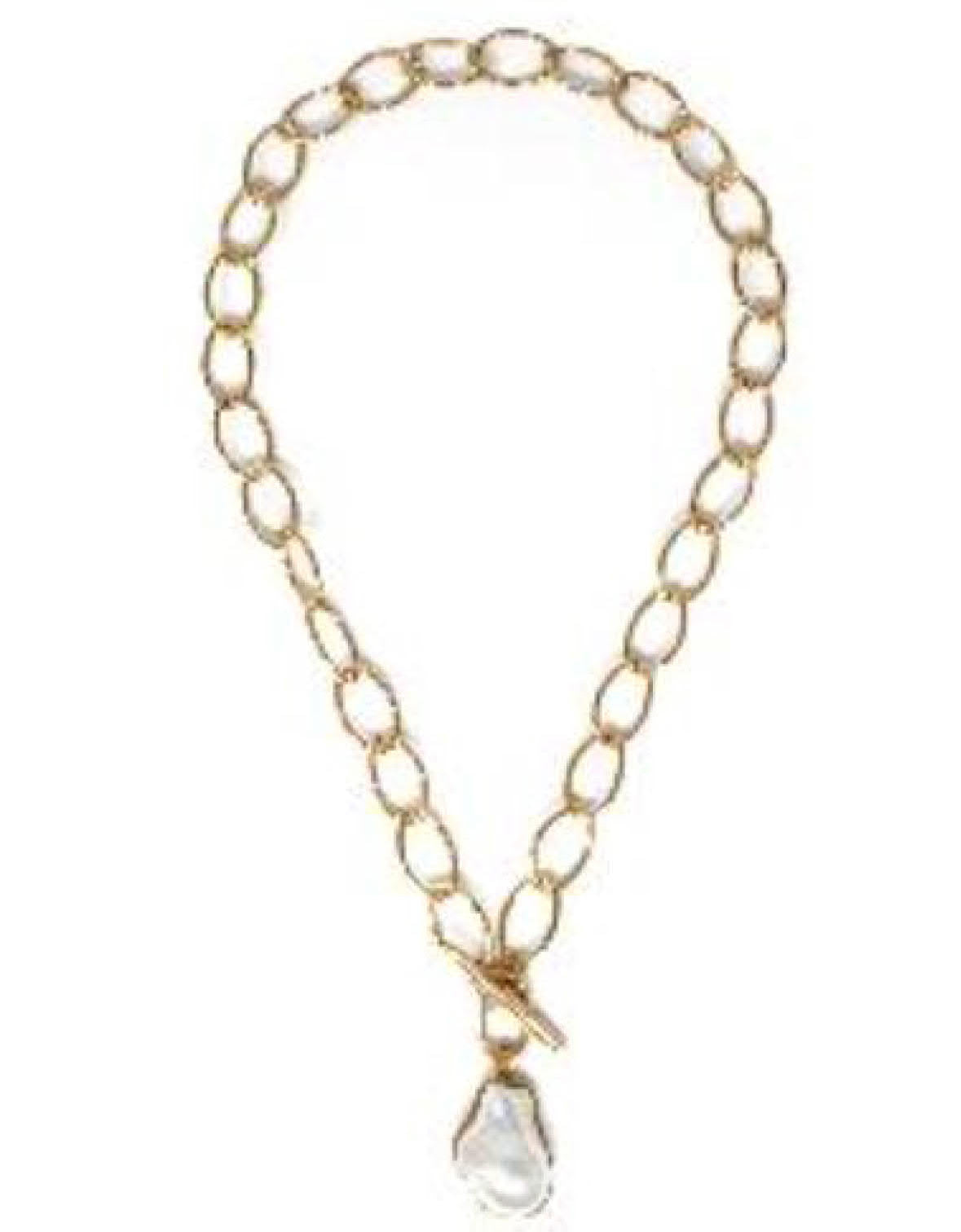 Gold Open Circle with Freshwater Pearl 18&quot; Necklace